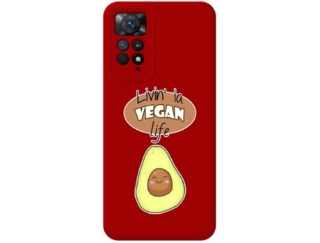 Carcasa Xiaomi Redmi Note 11 Pro TUMUNDOSMARTPHONE Silicona Líquida Dibujos Vegan Life Rojo