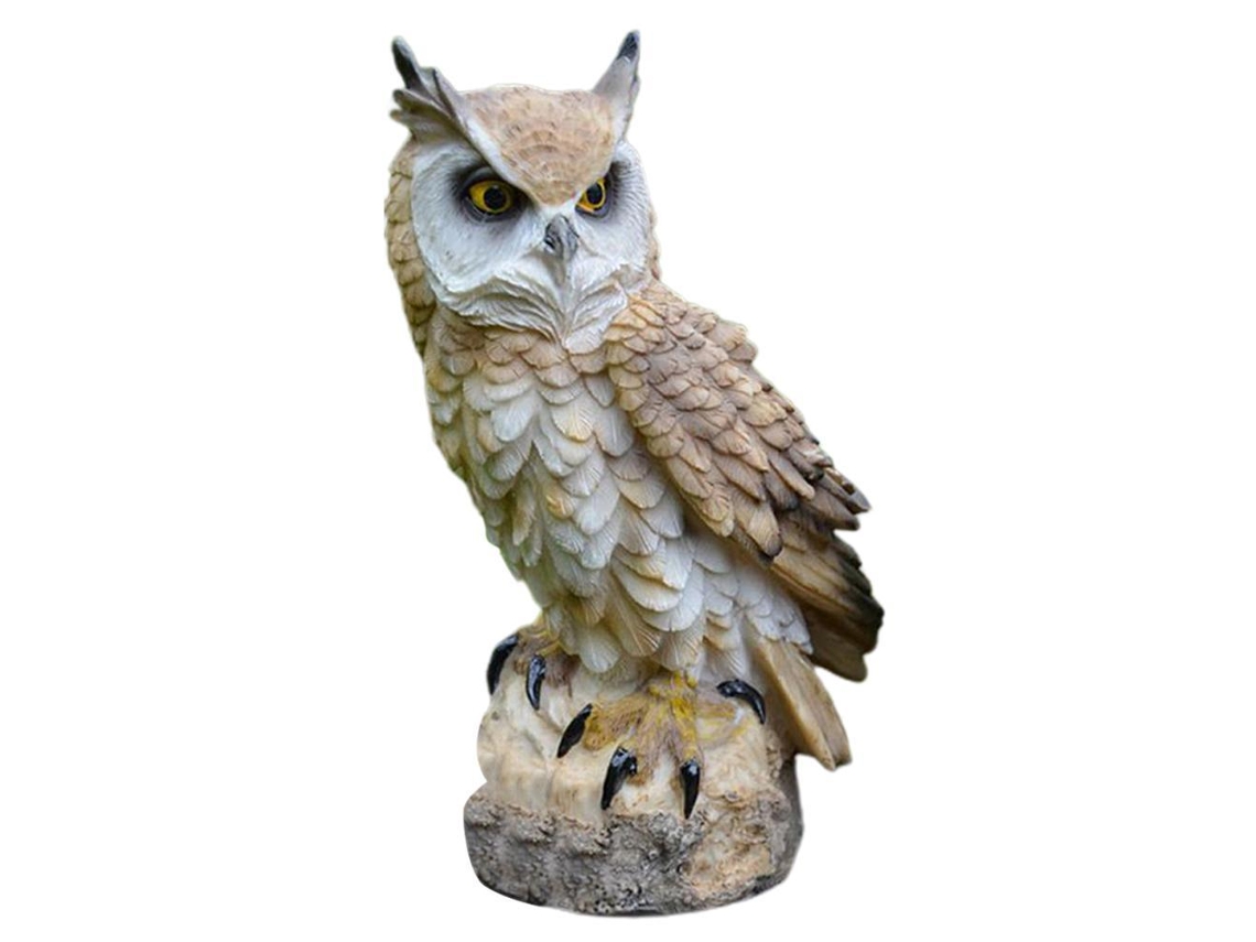 Figura decorativa de búho de resina para jardín.