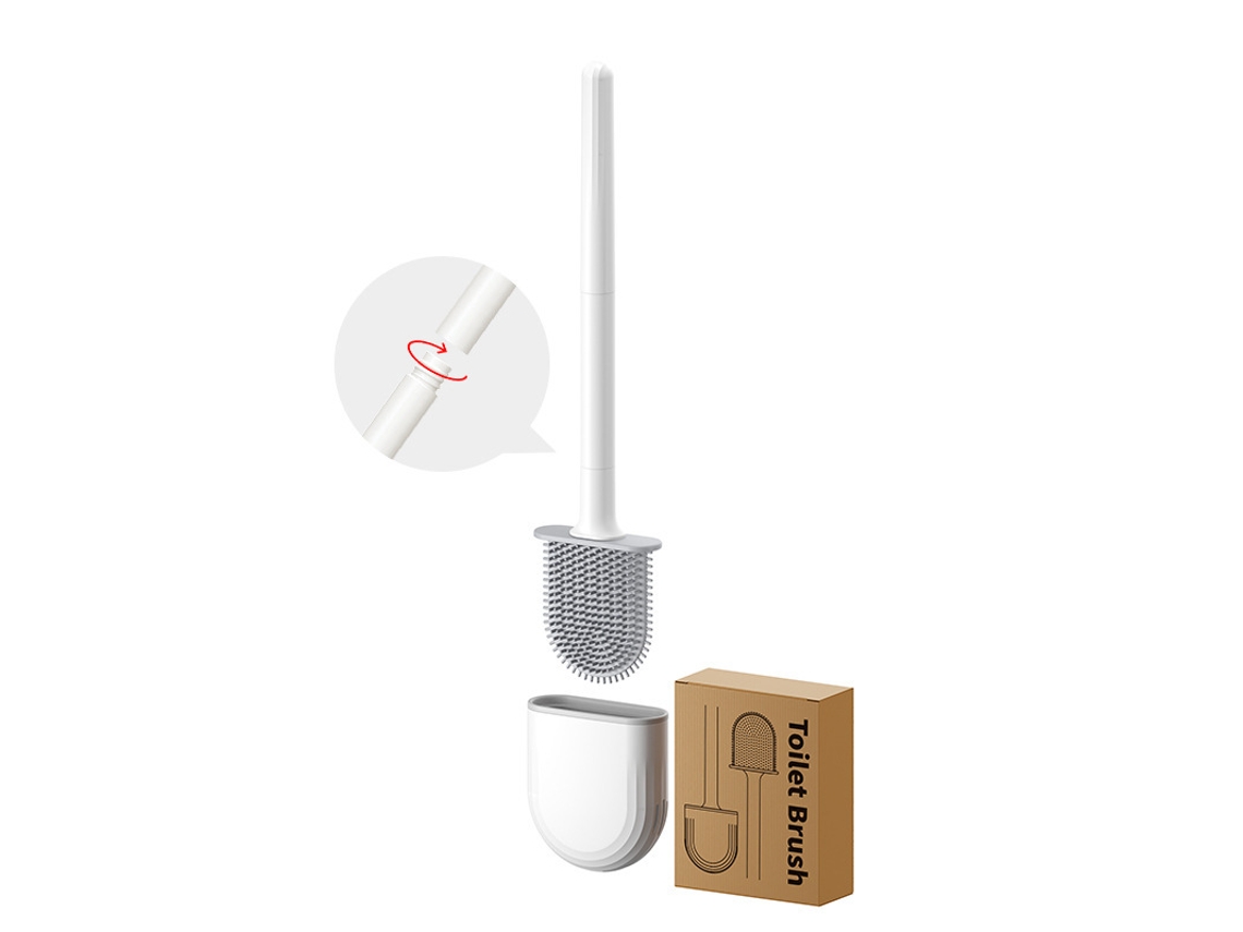 Cepillo Y Soporte De Silicona (blanco) Para Inodoro, Para Una Limpieza Profunda