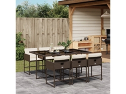Juego de comedor de jardín de 7 piezas con cojines de mimbre marrón de DKD Home Decor