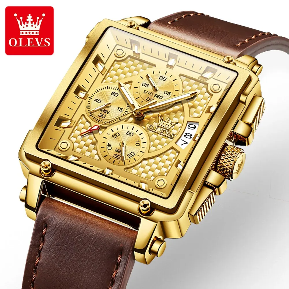 Reloj Cronógrafo Luminoso Cuadrado De Lujo Para Hombre