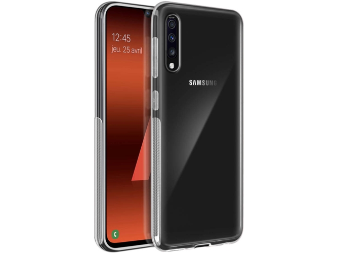Carcasa y Protector Cristal Templado Samsung Galaxy A70 AVIZAR Silicona Transparente