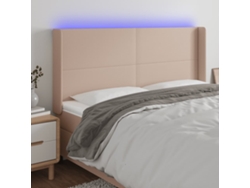 Cabecero Con Led Cuero Sintético Capuchino 203x16x118/128cm