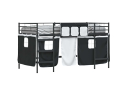 Maison Exclusive - Estructura De Cama Alta Para Niños Con Cortinas Liso Negro