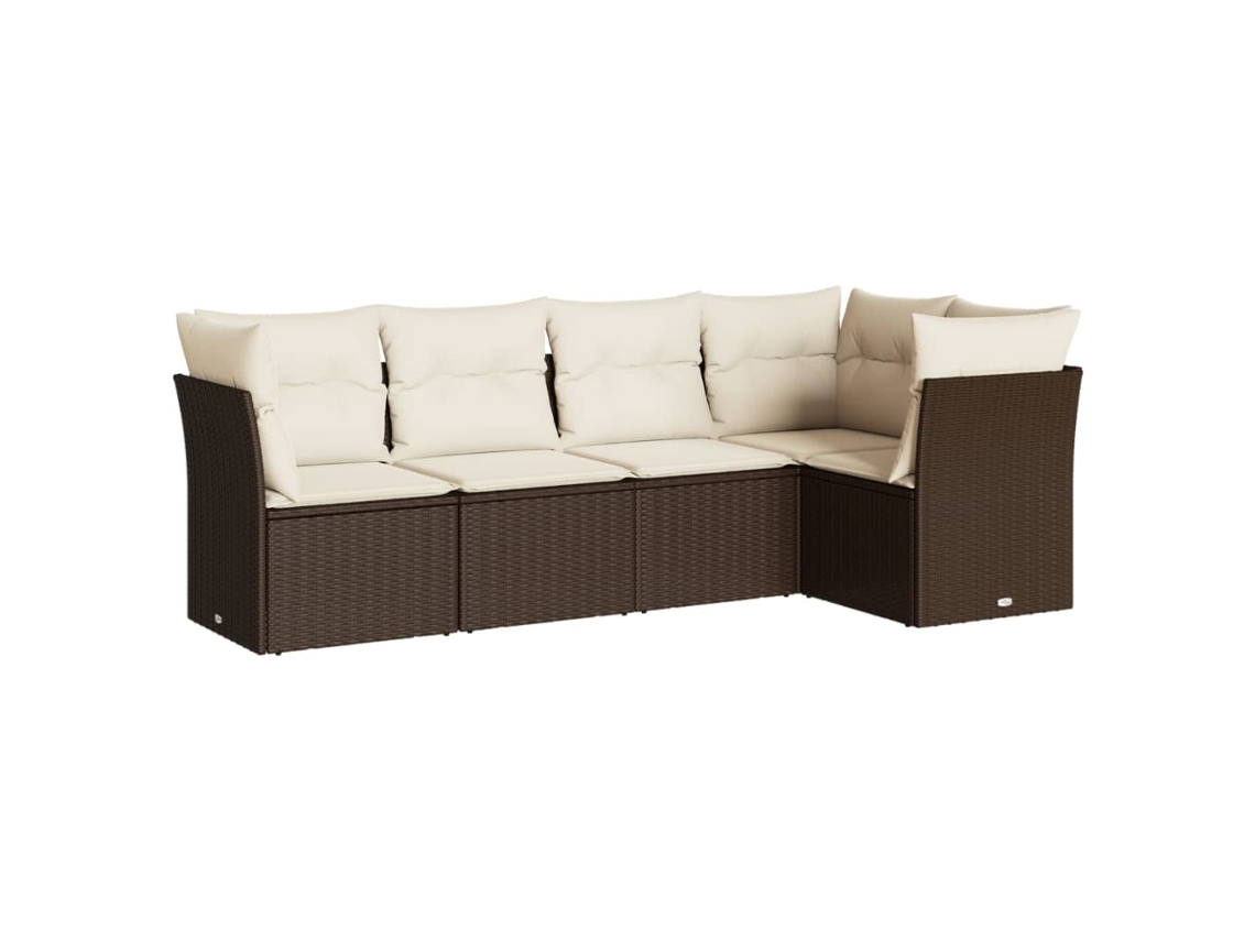 Maison Exclusive - Set Comedor De Jardín 5 Piezas Y Cojines Ratán Sintético Marrón