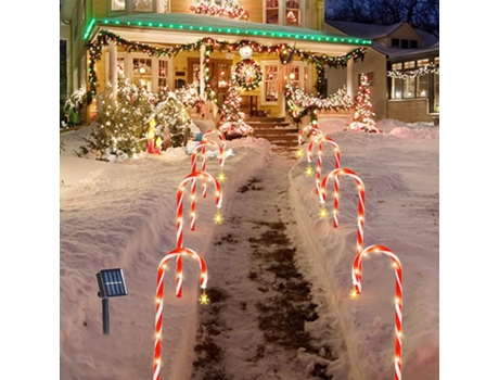 Adorno de Navidad Decoraciones Energía Muleta Lámpara Tierra Enchufable Exteriores Caramelo