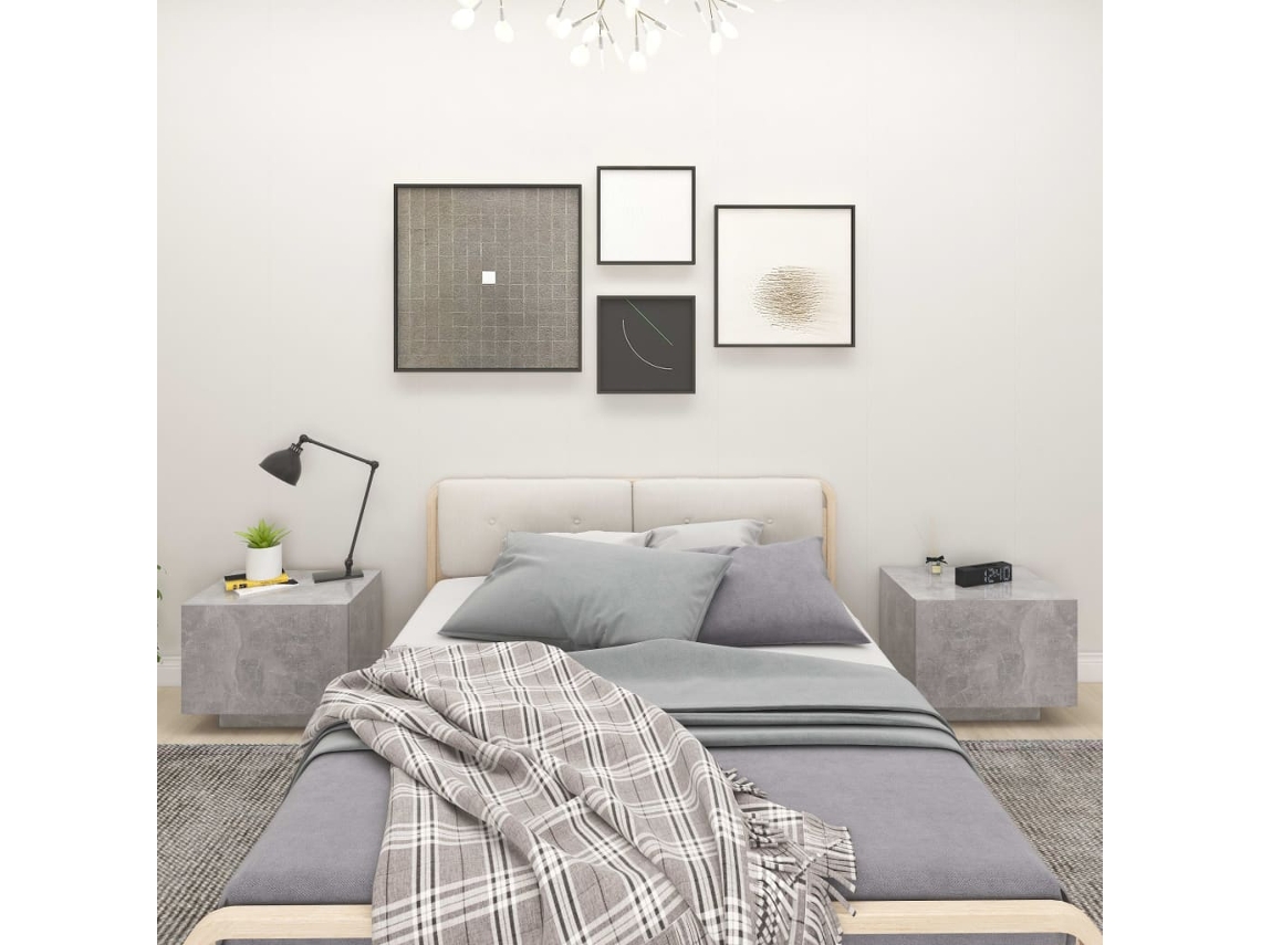 Mesa de Cabeceira LOVELY HOME Mesinha 100X35X40 Cm Contraplacado Cinzento Cimento