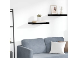 Estante Flotante De Pared | Estante Flotante | Estantería Pared Negro Brillante Mdf 50x23x3,8 Cm