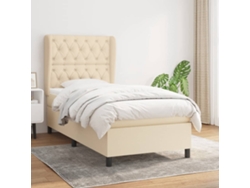 Estructura De Cama Con Muelles/Colchón 80X200 Cm Tela Color Crema