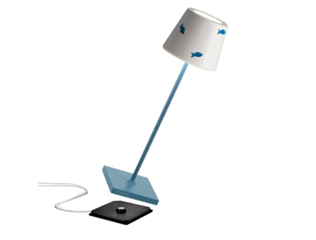 Lámpara de Mesa Poldina Lido pescado azul led recargable y regulable ZAFFERANO