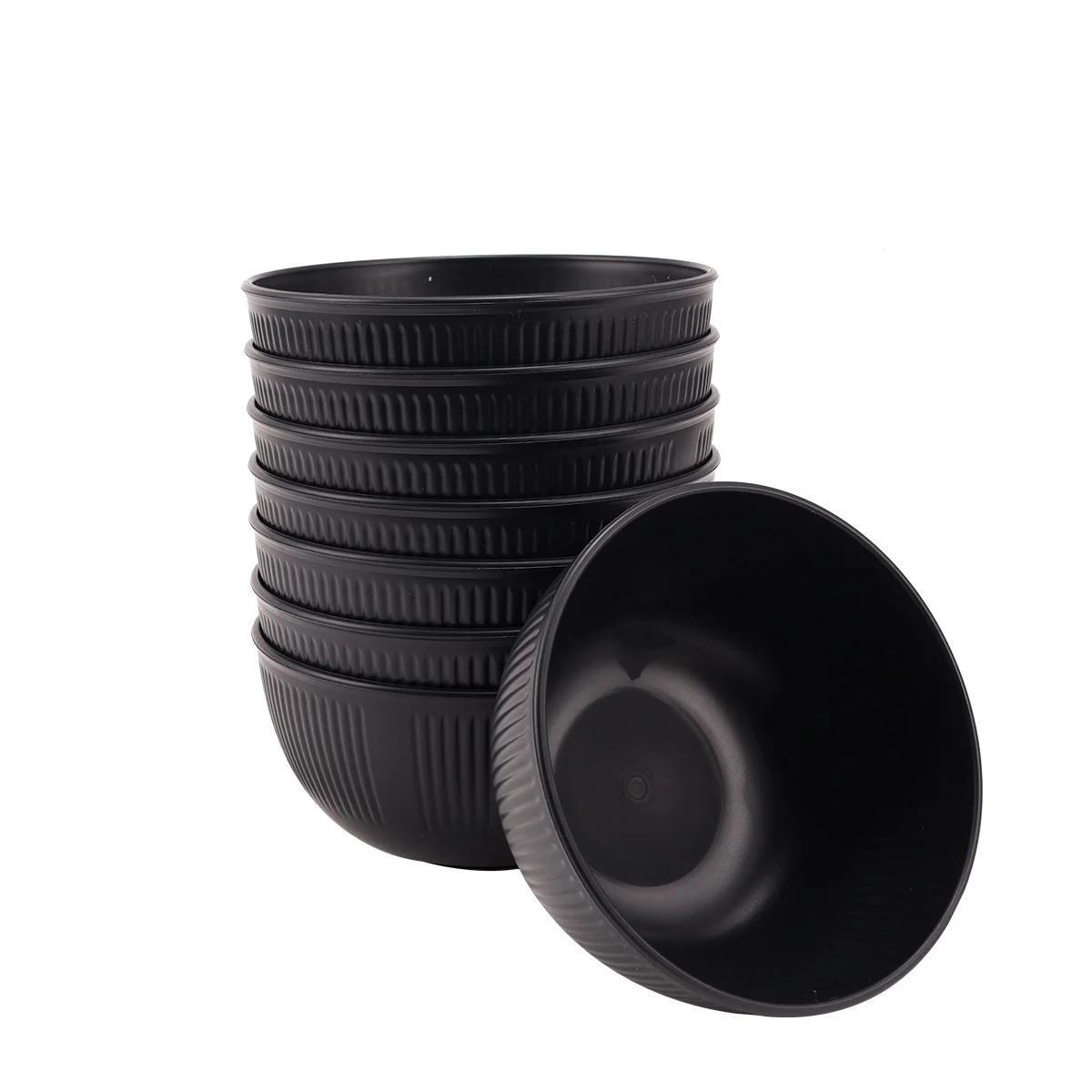 (juego De 8 Piezas, Color Negro) Cuencos De Plástico Resistentes A Las Caídas Para Uso Doméstico, Ensaladas, Sopas, Fideos Y Arroz.