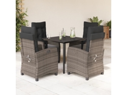 Juego de comedor de jardín de 5 piezas DKD Home Decor con cojines de mimbre gris