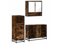 Maison Exclusive - Juego de 3 piezas de muebles de baño, madera de roble ahumado procesada.