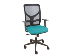 Silla De Oficina Motilla Con Mecanismo Sincro Tapizada Con Tela Color Turquesa Y Malla Color Negro
