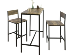 Conjunto de Comedor SOBUY (Marrón y Negro - MDF y Metal - 89x45x100cm)