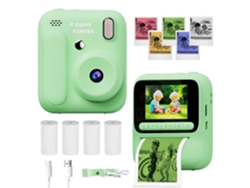 Cámara instantánea para niños: Cámara Z700 de color verde + 4 rollos de papel para impresora + cable YUNZII