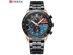 Reloj Masculino Impermeable De Moda (negro Y Azul), Reloj Con Cinta De Acero Multifuncional, Color Combinado Y Diseño Moderno Con Seis Agujas