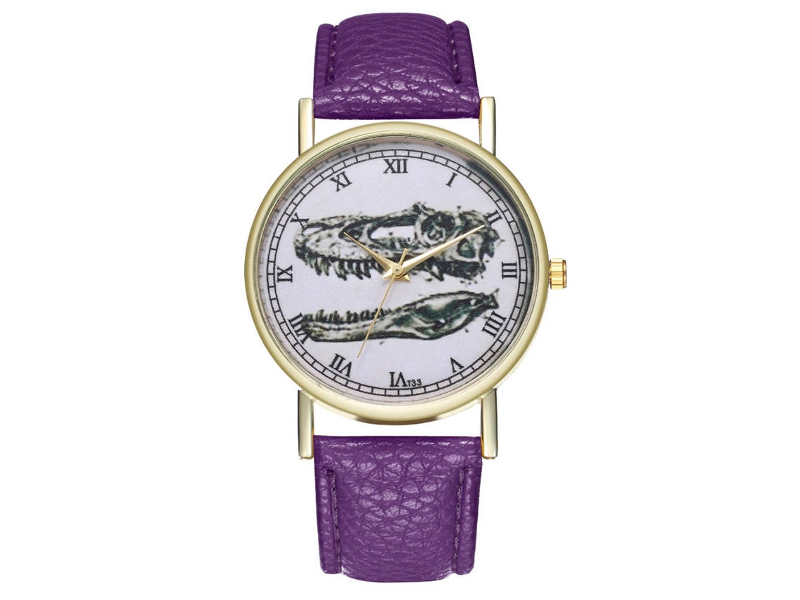 Reloj Analógico De Cuarzo Unisex Con Correa De Piel Sintética, Informal Y A La Moda (morado)