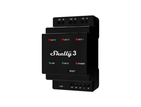 Módulo Carril SHELLY para Automatización Wifi/Bt/Lan 110/240Vac 3X16A