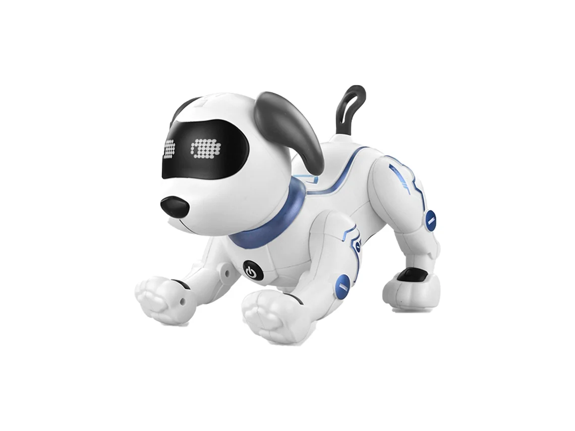 Perro robótico controlado por voz para niños, modelo K16, interactivo, bailable y programable, apto para niños a partir de 3 años.