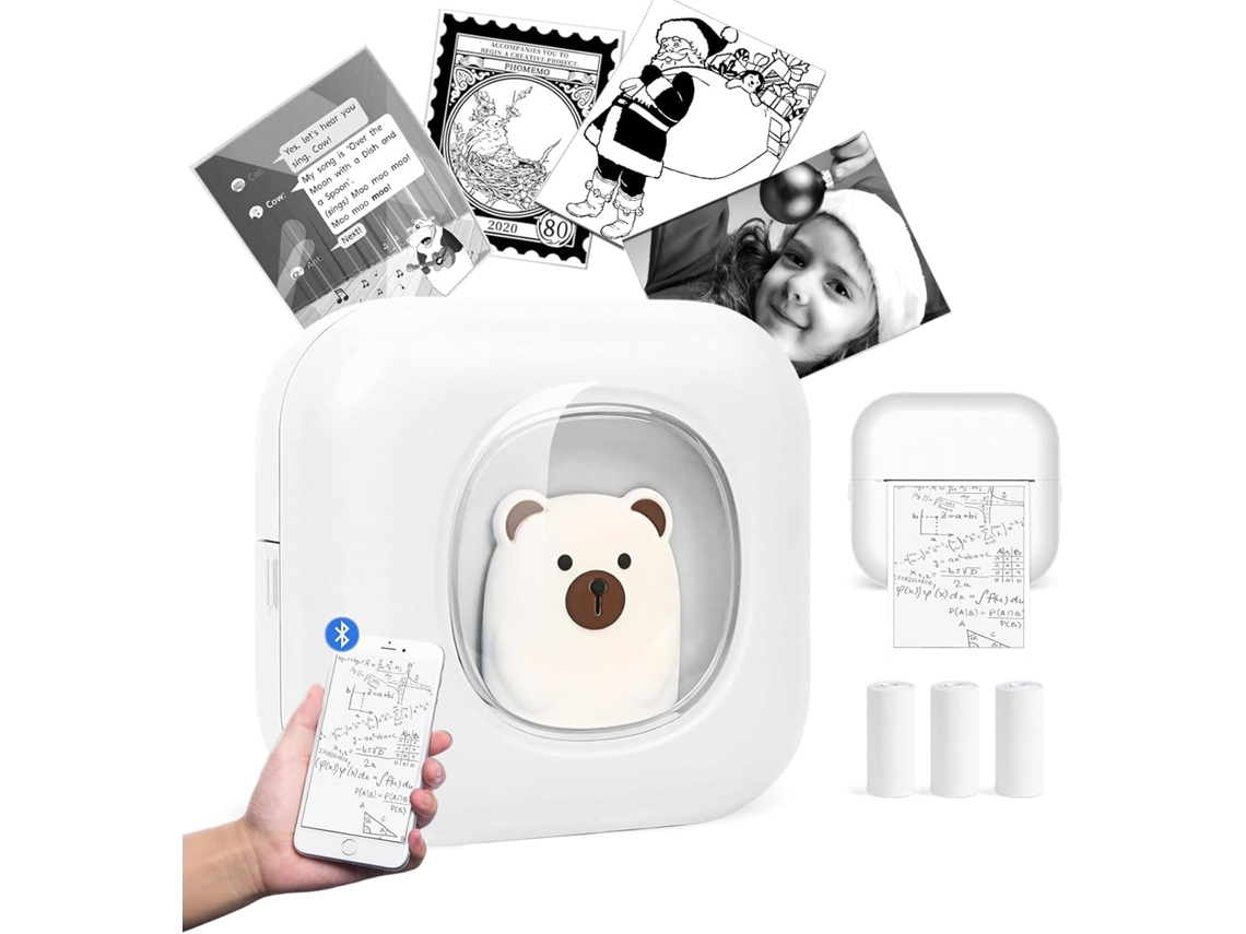 Impresora Térmica Portátil Bluetooth X7 Impresora Móvil Con 3 Rollos De Papel Térmico Blanco SIURN