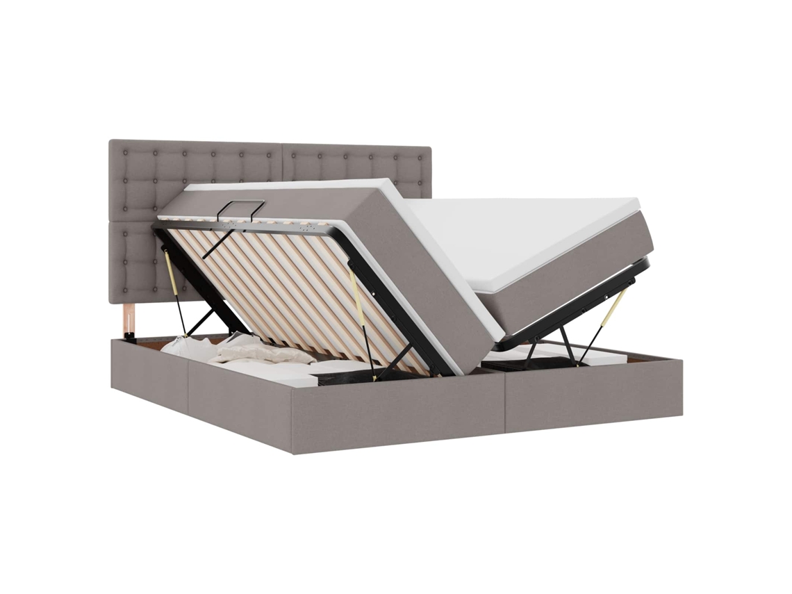Maison Exclusive - Cama De Almacenamiento Led Con Colchón Topo 200 X 200 Cm Tela