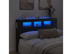 Cabecero Con Led Madera De Ingeniería Negro 160x18,5x103,5 Cm