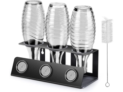 Soporte Secado Negro Para 3 Botellas Sodastream Con Bandeja Extraíble