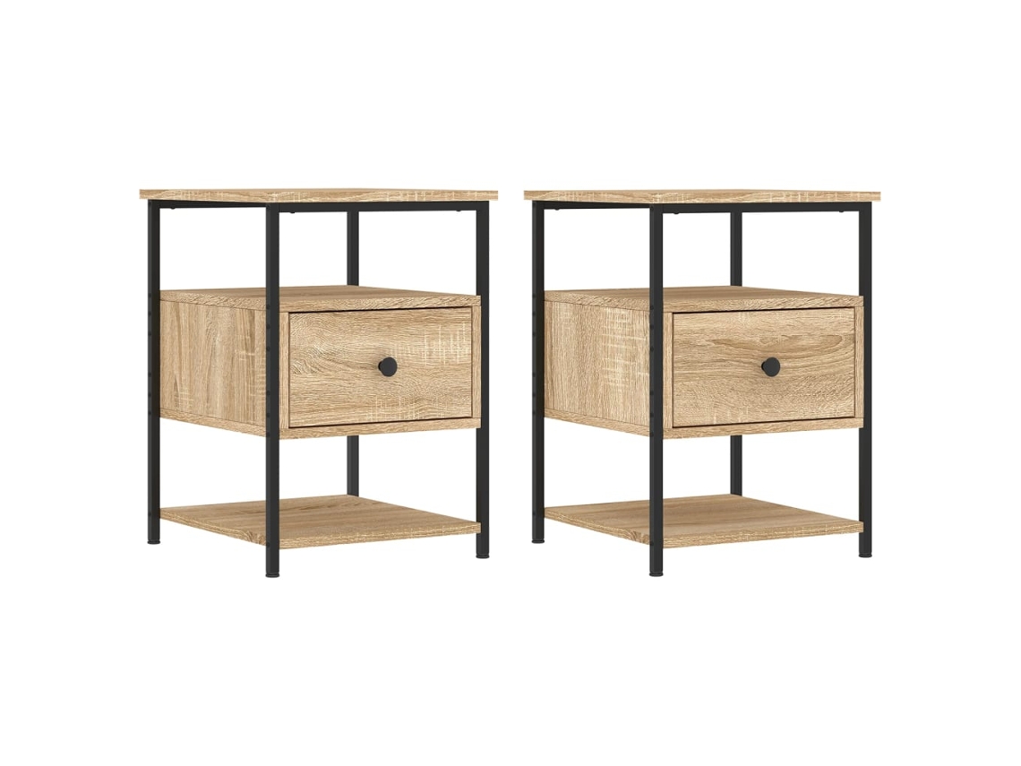 Mesitas de Noche 2 Pzs Derivados de Madera Roble Sonoma