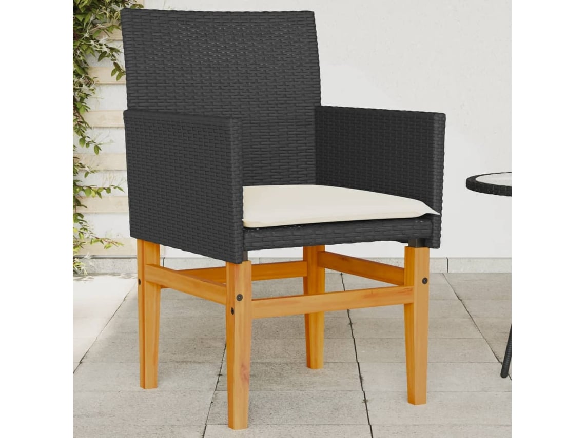 Sillas de jardín DKD Home Decor de 2 piezas con cojines, mimbre negro y madera