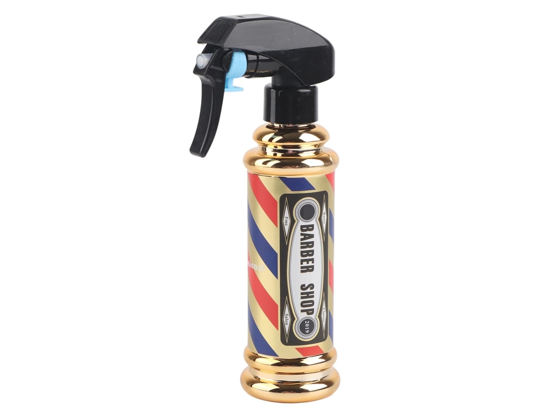 Frasco de spray para cabeleireiro 2026-150ml, atomizador contínuo, bico preciso, design ergonômico, PET, dourado/branco
