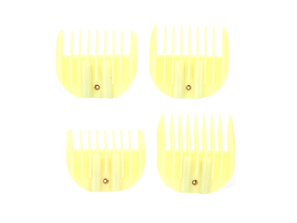 4pcs/set Peine De Límite Para Cortar Pelo, Adjunto Para Tijeras De Corte, Herramienta De Estilismo Barbería Amarilla