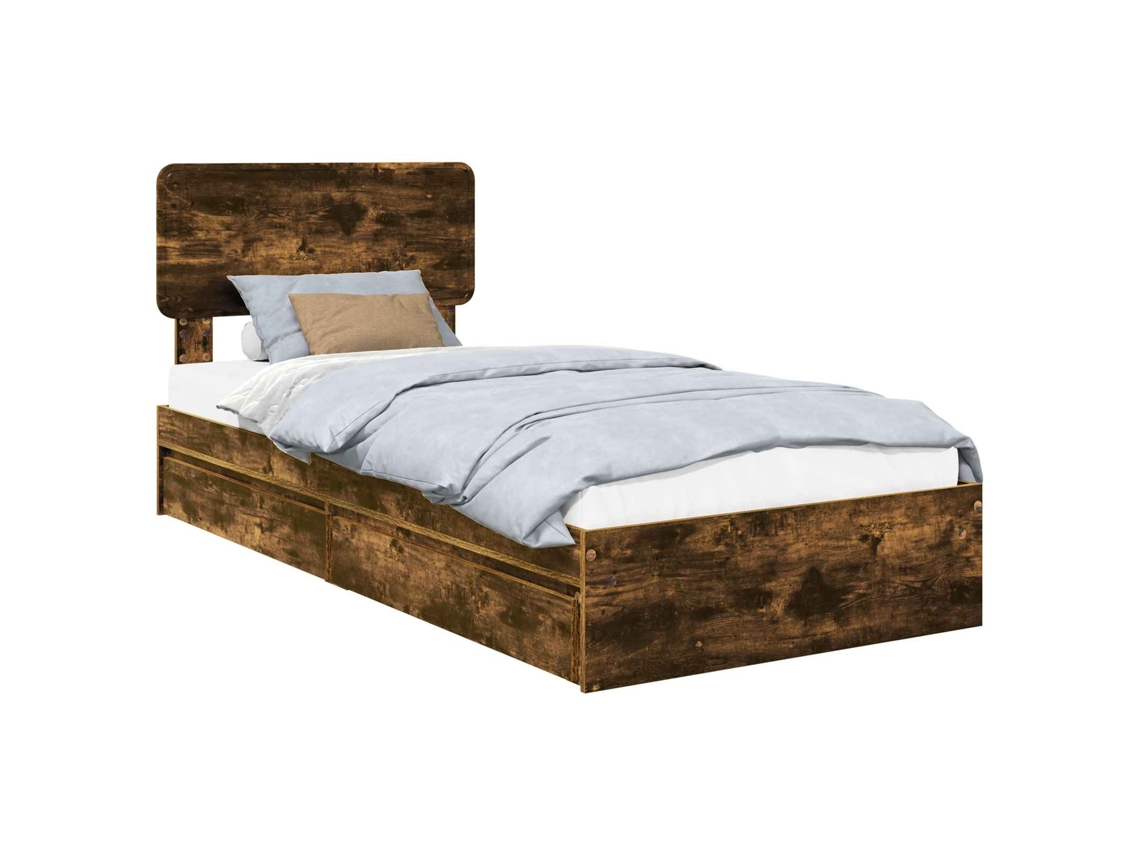 Maison Exclusive - Cama Con Almacenamiento Con Cabecera Roble Ahumado 90 X 200 Cm