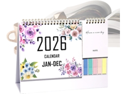 Calendario De Escritorio, Mensual De 2026 (enero-diciembre), Grande, Rayado