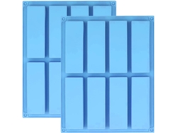 Molde de silicona - 2 unidades - Para barritas de cereales - 8 cavidades rectangulares - Para barritas energéticas y jabón - 26,6 x 21 cm (azul)