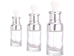 Nuobesty Juego De 3 Frascos Cuentagotas De Vidrio De 20 Ml, 30 Ml Y 50 Ml Con Tapas Blancas