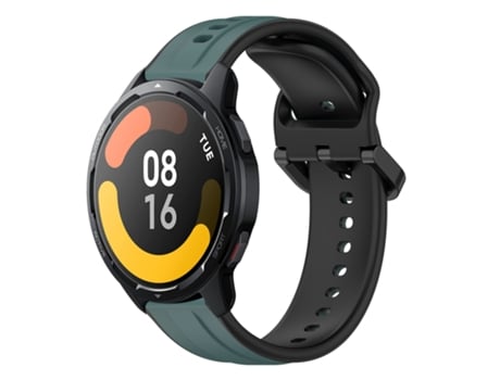 Correa de reloj inteligente para Xiaomi Watch S1 Active 22 mm Bucle convexo de silicona bicolor (verde oliva + negro)