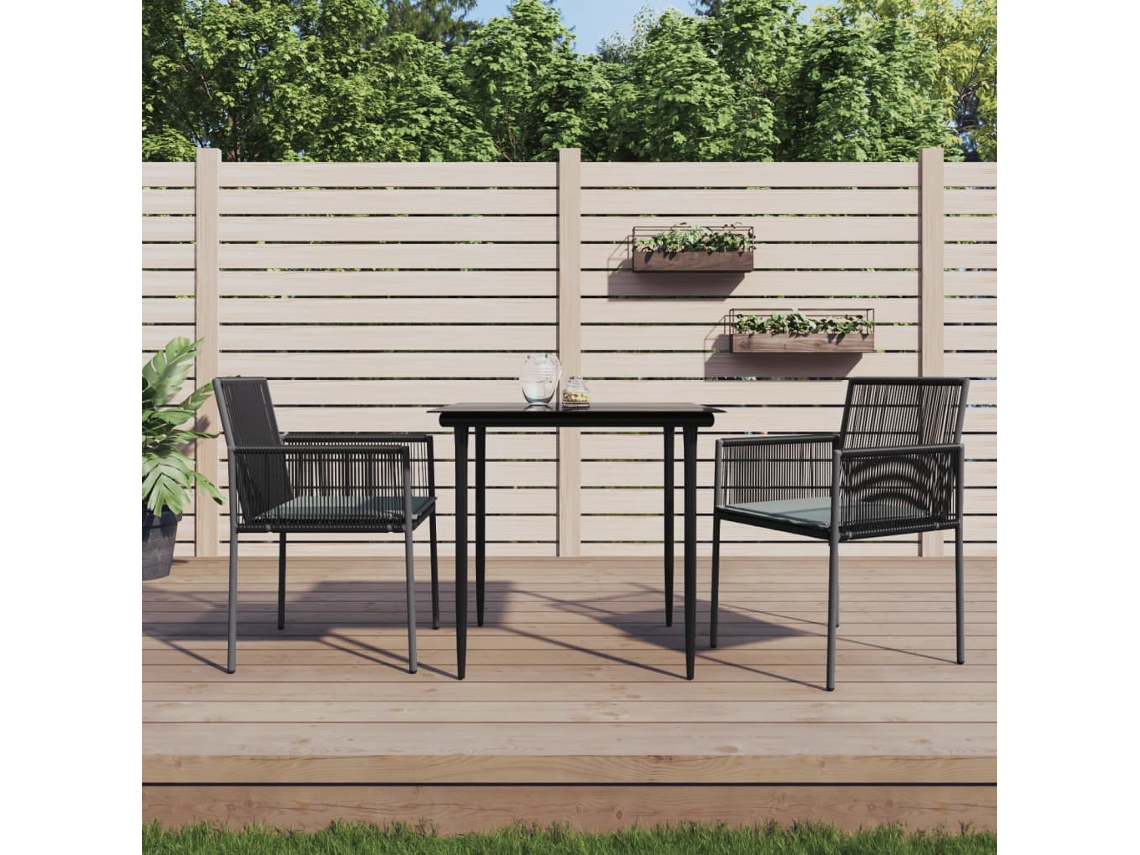 Sillas de jardín con cojines (2 unidades, 54 x 60,5 x 83,5 cm), mimbre sintético negro, DKD Home Decor