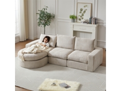 Sofá Chenilla Curvo Chaise Longue Comprimido Sin Estructura L Sin Montaje