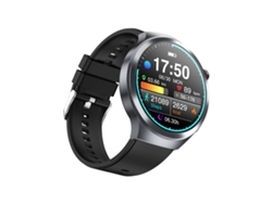 Smartwatch con pantalla AMOLED de 1,73 pulgadas en piel negra ET475, microexamen ECG, NFC, Alipay, IA, diagnóstico, llamadas Bluetooth.