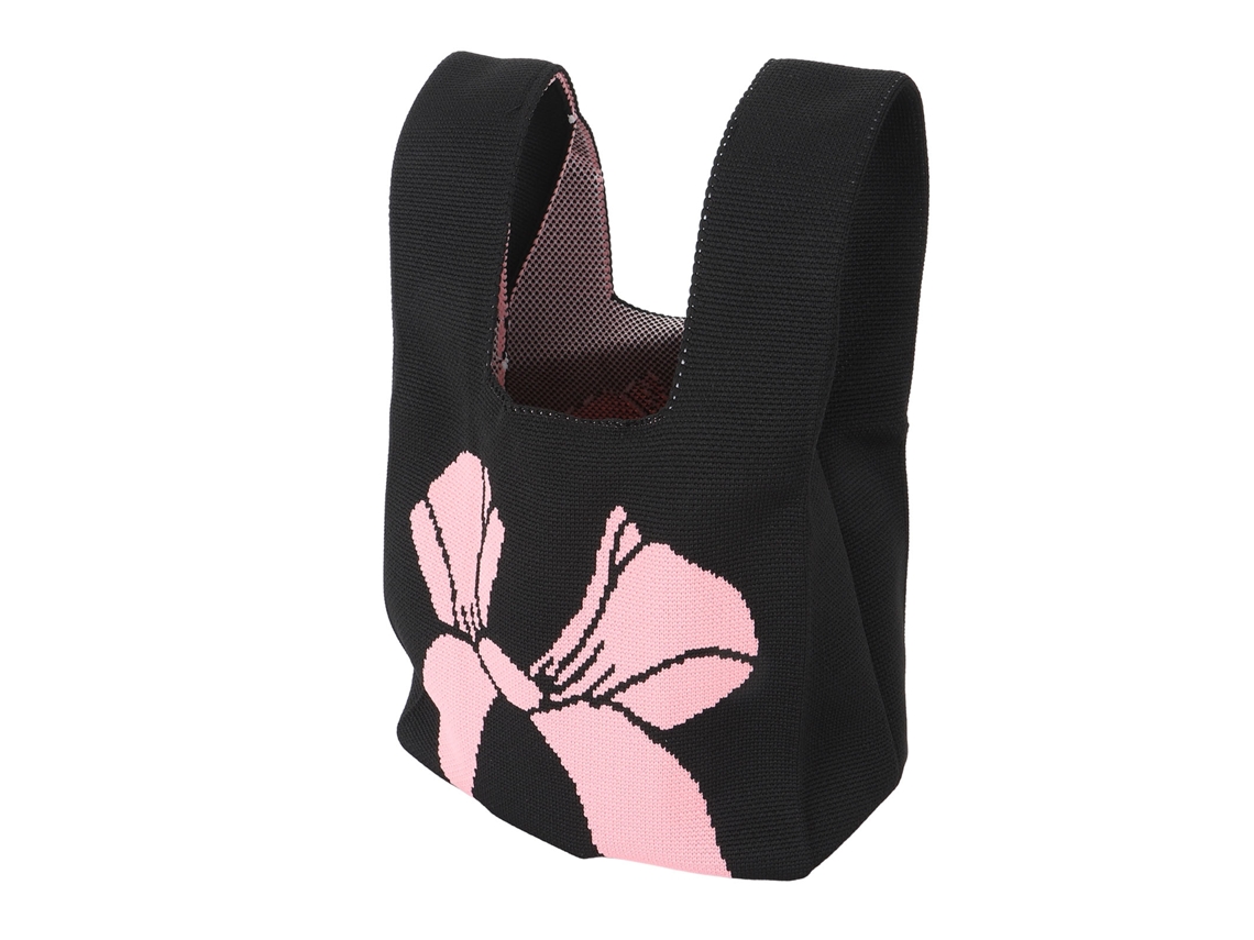 Bolso De Malla Estético, Bolso De Hombro De Punto Informal Y Portátil, Bolso De Muñeca Para Mujer Para Viajes, Fiestas, Compras, Negro + Rosa