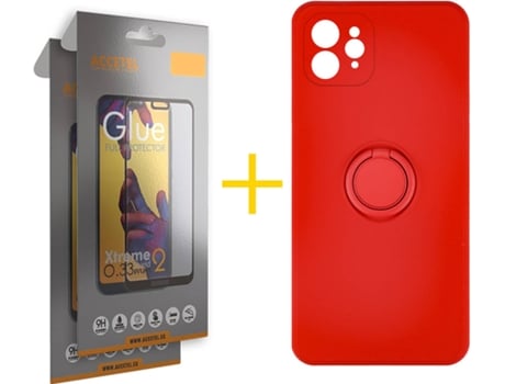 Carcasa + 2 Protectores de Pantalla para iPhone 11 Pro Max ACCETEL Rojo