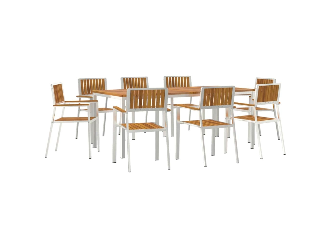 Maison Exclusive - Conjunto De Jantar Para Exterior 9 Pcs Madeira Sólida De Acácia