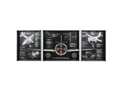 Set 3 Reloj Pared Metal Avion Plateado 175x21x64cm