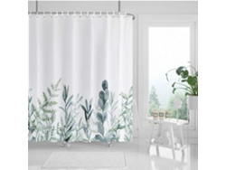 Cortina de ducha con hojas verdes, flores y plantas, cortina textil para baño Jortmrd