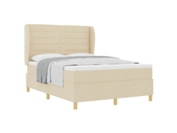 Maison Exclusive - Cama Tipo Box Spring Con Colchón Crema 190 X 140 Cm Tela