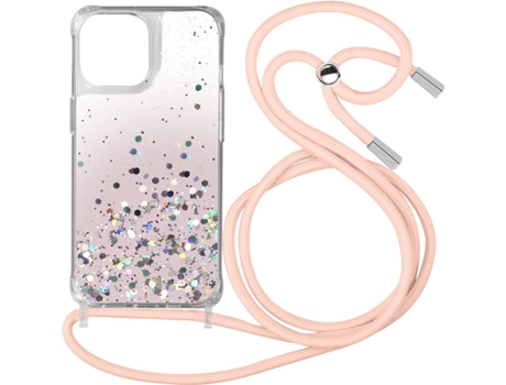 Carcasa iPhone 13 Pro Max AVIZAR Brillante con Cordón Rosa
