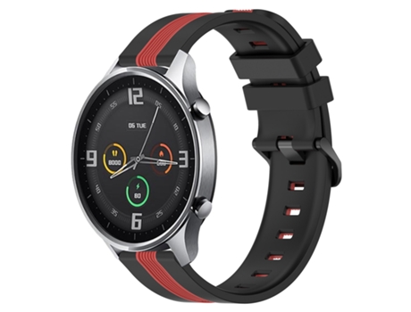 Correa de reloj inteligente para Xiaomi MI Watch Color 22 mm Correa de reloj de silicona vertical de dos colores (negro + rojo)
