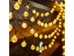 Luminária Solar Externa em Formato de Bola de Vidro com Led, Ideal para o Ramadã. MDUG (luz Quente, 5m20 Leds)