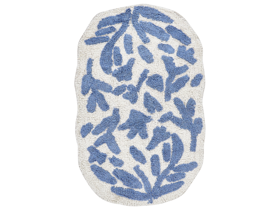 Alfombrilla de baño de algodón azul 60 x 90 cm DERIK